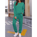 Miniatyrbilde 2 av 5: Dame 2-delt antrekk Løstsittende Stretchig Stilig Langarmet Topp Bukse Høst Loungewear Pyjamas Sett Grønn S