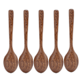 Miniatyrbild 3 av 7: 5 st träskedar Burr Free Robust Slitstark Lätt Värmebeständig Trä Mätsked Set för presenter HemBig Crimp Tail Spoon