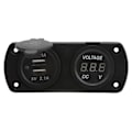 Miniatyrbillede 3 af 8: Hurtig biloplader spændingsmåler Dobbelt USB 12‑24V Vandtæt 2,1A udgang Universal til motorcykler både