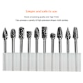 Miniatyrbillede 5 af 8: 10 stk 1/8 tommer (3 mm) skaft Tungsten stålkarbid roterende filer Skæring grader Bits til træ metal skæring gravering slibning