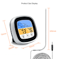 Miniatyrbild 7 av 8: BBQ Termometer 2 Larmläge Pekskärm Bakgrundsbelysning Funktion Kötttermometer för utomhuscamping picknick