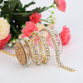Miniatyrbillede 4 af 8: 3 Rækker Diamond Mesh Wrap Roll Sparkle Crystal Rhinestone Bånd Dekoration (Guld)