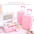 Miniatyrbild 8 av 8: Tjej Söt Rosa resväska Modell Mini Musikdosa Smyckesfodral Hantverkspresent Barnleksaker
