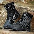 Pikkukuva 3 / 5: Taktiset sotilascombat-saappaat | Unisex armeijan vetoketjulliset turvakengät | Hiekka
