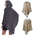 Miniatyrbillede 3 af 5: Vinter Oversized Strikket Hætteponcho Kappe til Kvinder