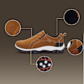 Miniatyrbillede 2 af 5: Åndbare Sorte Herresko med Slip-On Design og Anti-Slip Gummi-Sål