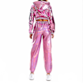 Miniatyrbild 3 av 5: Holografiska rosa dammode streetwear clubbyxor