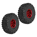 Miniatyrbillede 6 af 8: 2 stk. 1,9 tommer hjulfælgssæt Metalfælge gummidækssæt til Axial SCX10 1/10 RC Crawler CarRød og Sort