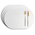 4-pack bordstablett i konstläder oval vit 43x30cm vit