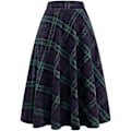 Miniatyrbillede 1 af 4: Lang Grøn Tartan Uld Maxi Skørt med Elastisk Talje - Kvinders Plus Størrelse XL