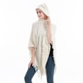 Miniatyrbillede 5 af 5: Vinter Oversized Strikket Hætteponcho Kappe til Kvinder - Kaffe
