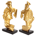 Miniatyrbild 7 av 7: Kyssande älskare Statyer Harts Modern Romantisk Ornament Statyett Par Konst Hartsskulptur för heminredning Guld