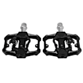 Miniatyrbillede 2 af 8: Dobbeltfunktion Cykelpedal Flade Klipsløse Klamper 3 Forseglede Lejer MTB Cykelpedal til SPDSort