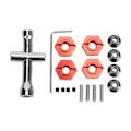 Pikkukuva 1 / 8: 14 mm kuusiokoloinen navakitti Alumiiniseos Universal Upgrade Hex Adapter ARRMA Senton 1/10 RC-autolle Punainen