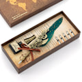Miniatyrbillede 1 af 5: Fjerpen Seglvoks Stempel Sæt Retro Europæisk Stil Rustfrit Stål Nib Fjerpen og Blæk Sæt Sortlig Grøn