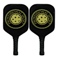 Miniatyrbild 4 av 8: Pickleball Racket Set 2 Rackets 4 Bollar Lättvikts Kolfiber Pickleball Racket för Inomhus Utomhus Svart Gul
