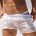 Miniatyrbild 4 av 5: Herrarnas sexiga genomskinliga badbyxor strandshorts - Khaki