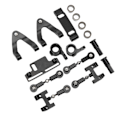Miniatyrbillede 2 af 8: RC Aluminium Øvre og Nedre Suspensionsarm Styrekop Hex Adapter Metal Tilbehørssæt til WPL D12 RC Bil Sort