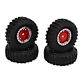 Pikkukuva 3 / 8: 4 kpl RC-ajoneuvon mikropyöräsetti, verkopyörät, vanteet, renkaat, 55 mm, Axial SCX24 AXI90081 AXI00001 AXI00002 1/24 RC-autolle, punainen