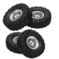 Pikkukuva 4 / 8: 4 kpl RC-ajoneuvon renkaat Renkasetti 55 mm alumiini etu- ja takarenkaat Axial SCX24 1/24 RC-auto Crawler Hopea