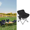 Miniatyrbillede 6 af 8: Foldbar Campingstol med Sidelommer Ergonomisk Design Bærbar Foldbar Campstol til Picnic Fiskeri Sort