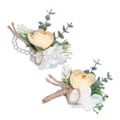 Miniatyrbillede 8 af 8: Corsage Elegant Bærbar Bryllup Brudepige Brudgom Perle Gul Håndleds Blomst Corsage Sæt