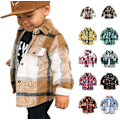 Miniatyrbillede 2 af 3: Flannelskjortejakke til baby drenge og piger - Toddler Lapel Knappet Frakke, Varmt Vintertøj (3-4T, Lysegrøn)