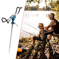Miniatyrbilde 5 av 8: Stål Fiske Stang Holder Jordsmonn Stativ 360 Grader Roterende Fiske Stang Holder for Utendørs Fiske