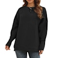 Miniatyrbild 1 av 7: Långärmad tröja Dam Höst Vinter Andas Lös Casual Elegant Pure Color Stickad Pullover Toppar Svart L