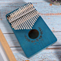 Miniatyrbilde 4 av 8: Kalimba tumpiano mahogni liten bærbar 17-tangenter for nybegynnermusikinstrumenter LTK17S(blå)
