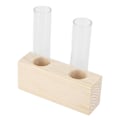 Miniatyrbillede 4 af 8: Prøveglasplantevas Enkel rør Glasvasdekoration Træramme Hydroponisk plantebeholder Hjem Skrivebordsdekoration Dobbelt rør