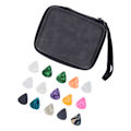 Miniatyrbild 4 av 8: Guitar Pick Bag Set Celluloid Picks Förvaringsväska Hållare Fodral PU Läder för instrumenttillbehör Svart