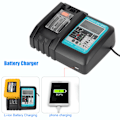 Miniatyrbillede 6 af 7: DC18RC Li-Ion batterilader med skærm til Makita 14,4-18V BL1815 BL1415 BL1460 (AU-stik 100-240V)