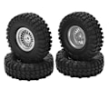 Pikkukuva 2 / 8: 4 kpl RC-ajoneuvon renkaat Renkasetti 55 mm alumiini etu- ja takarenkaat Axial SCX24 1/24 RC-auto Crawler Hopea