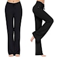 Miniatyrbilde 4 av 5: Yoga Bukser for Kvinner - Svarte Bootcut Gym Leggings, Vidde Ben Flare Jogger Bukser
