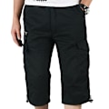 Miniatyrbillede 1 af 4: Lange Cargo Combat Shorts til Mænd, Elastisk Talje, XL, Sort