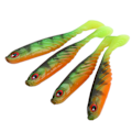 Miniatyrbilde 2 av 8: 4 stk AR48 75mm/3.2g T-hale Myk Agnsfisk Dobbel Farge Kunstig Fiske Agnsfisk Wobbler TacklePard Grønn