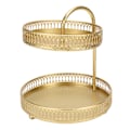 Miniatyrbillede 4 af 8: 2-lags frugtbakke guld elegant stor kapacitet dekorativt multifunktionelt cupcake stativ til hjemmefest køkken