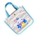 Pikkukuva 4 / 8: Bento-laukku Canvas-kankaasta kahvalla, söpö koiran kuvio, lounaslaukku kouluun ja työhön, sininen