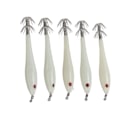 Miniatyrbilde 8 av 8: 5 stk Hardt fiskedrag Simulering blekksprut falsk agn kroker kunstig blekksprut dobbel krok JigLuminous White