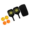 Miniatyrbild 3 av 8: Pickleball Racket Set 2 Rackets 4 Bollar Lättvikts Kolfiber Pickleball Racket för Inomhus Utomhus Svart Gul