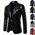 Miniatyrbillede 1 af 4: Sequin luksus sort mænds jakkesæt jakke blazer til fest middag prom
