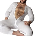 Miniatyrbillede 2 af 3: Langærmet Hvid Onesie Pyjamas til Mænd 3XL
