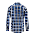 Miniatyrbillede 3 af 5: Afslappet Plaid Check Langærmet Skjorte til Mænd i XL - Mørkeblå/Sort/Hvid