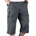 Miniatyrbillede 2 af 4: Lange Elastiske Cargo Combat Shorts til Mænd XL - Mørkegrå