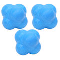 Miniatyrbillede 4 af 8: 3 stk Hex Bounce Reaktion Bold TPR Koordination Refleks Træning Sport Fitness Træningsbold Blå