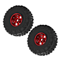 Miniatyrbillede 7 af 8: 2 stk. 1,9 tommer hjulfælgssæt Metalfælge gummidækssæt til Axial SCX10 1/10 RC Crawler CarRød og Sort