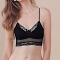 Miniatyrbillede 3 af 5: Trådløs Deep V Lace Push Up Rygfri BH til Lav Ryg, U-Formet Design, Sort
