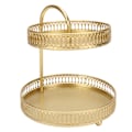 Miniatyrbillede 1 af 8: 2-lags frugtbakke guld elegant stor kapacitet dekorativt multifunktionelt cupcake stativ til hjemmefest køkken