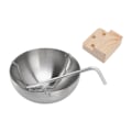 Miniatyrbillede 5 af 8: Sauna Skål Rustfrit Stål Hængende Aromaterapi Oliekop med Træblok til Saunarum L 20cm